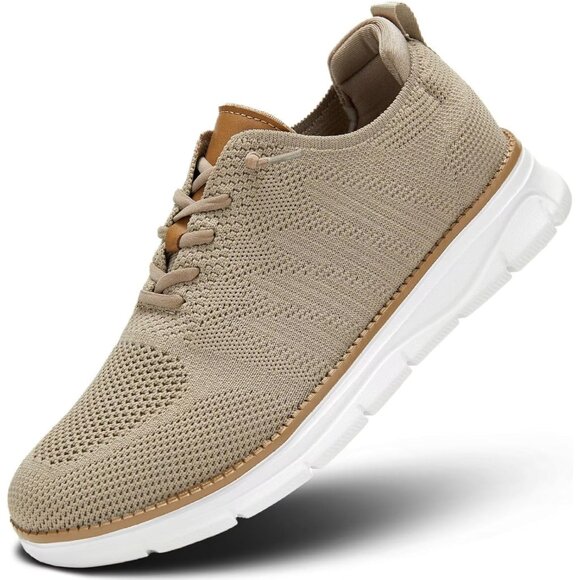 ⚡Men's X1-Khaki Mesh Oxfords Lace-Up Lightweight Casual Walking Driving Sneakers - Picture 1 of 7